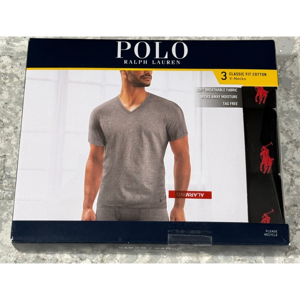 Polo Ralph Lauren Cotton V-Neck Undershirts 3-Pack Men S Black NCVNP3